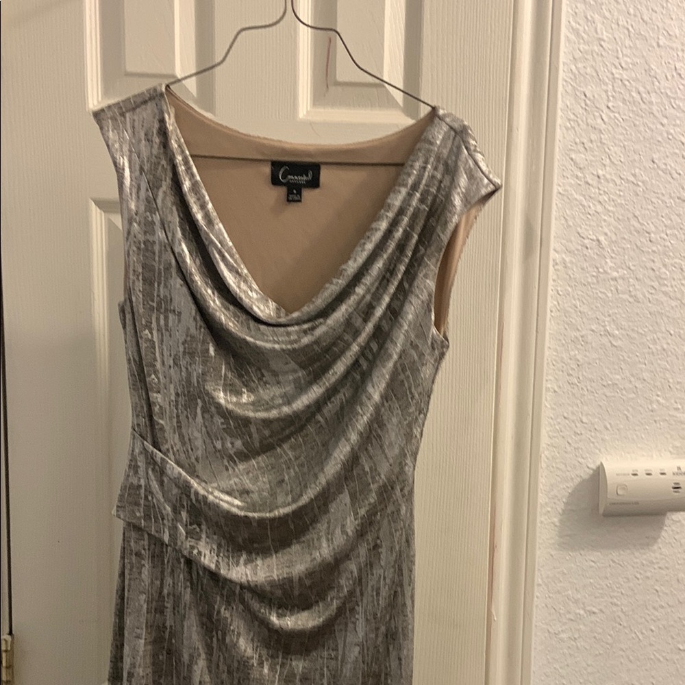 Connected Apparel Metallic Gray Asymmetrical Dress - image 1